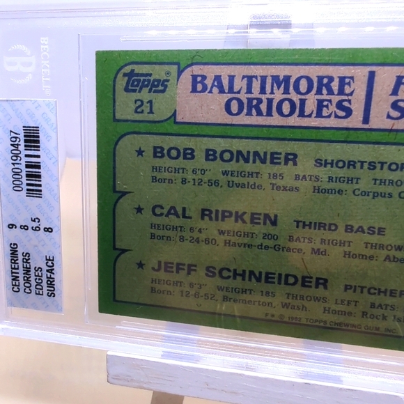 Cal Ripken JR BECKETT 7.5+NM 1982 Rookie Topps Future Stars Baltimore Orioles - Picture 7 of 12